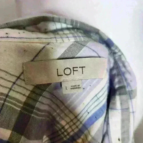 LOFT women's 100% cotton long sleeve button down shirt size large - Picture 5 of 7